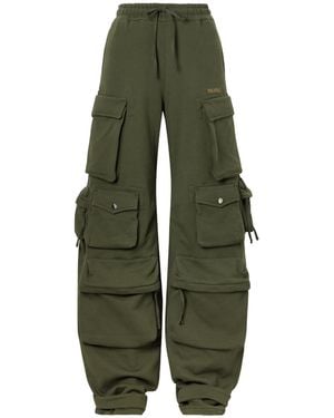 The Attico Cotton Tapered Cargo Trousers - Green