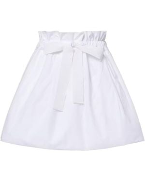 Patou Gathered Cotton Miniskirt - White