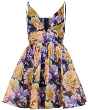 Zimmermann Luna V-Neck Mini Dress - Multicolor