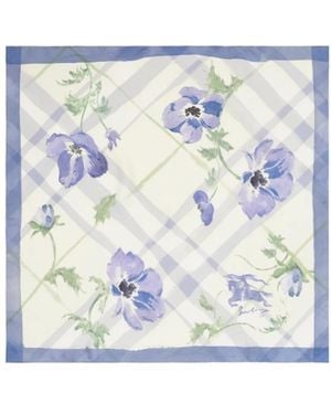Burberry Watercolor Check Silk Scarf - Blue