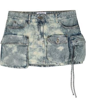The Attico The Cargo Denim Mini Skirt - Blue