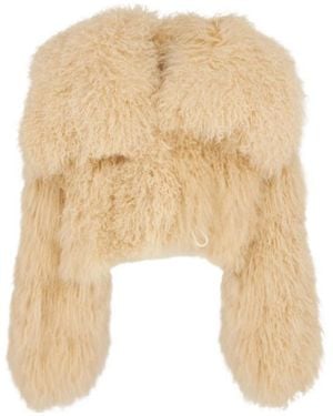 The Attico Mongolian Fur Short Coat - Natural