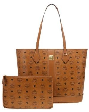 MCM Logo-Pattern Tote Bag - Brown