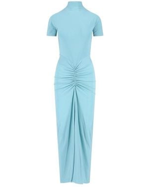 Alaïa Alaïa Gathered Soft Jersey Maxi Dress - Blue