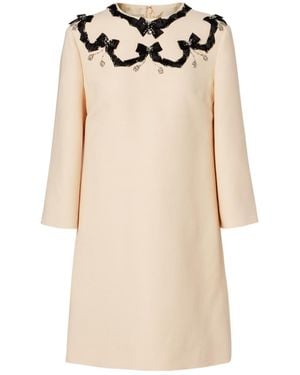 Valentino Crepe Couture Embellished Minidress - Natural