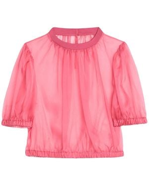 Dolce & Gabbana Solid Colour Organza Short Sleeve Top - Pink