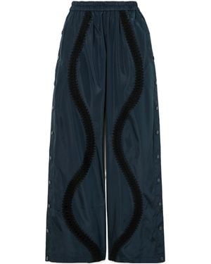 Sea Crochet Embellished Wide-Leg Pants - Blue