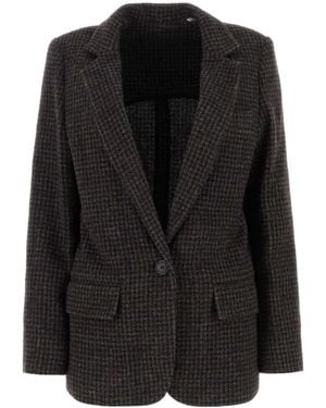 Isabel Marant Houndstooth Wool Blazer - Black