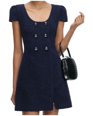Self-Portrait Textured Boucle Mini Dress - Blue