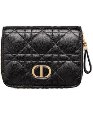 Dior Caro Compact Zipped Wallet - Black