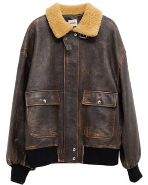KHAITE Sandor Fur Collar Pocket Jacket - Gray