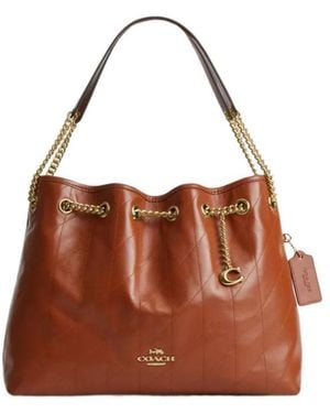 COACH Evelyn Shoulder Bag With Quilting And Charm - Brown