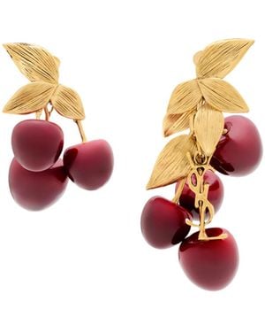 Saint Laurent Cassandre Cherry Earrings - Pink