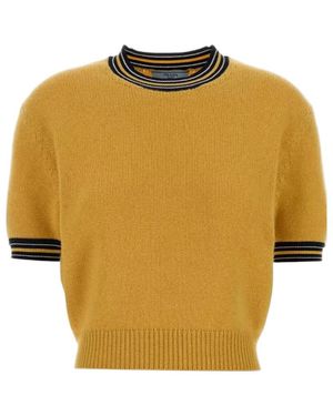 Prada Short-Sleeved Crewneck Sweater - Yellow