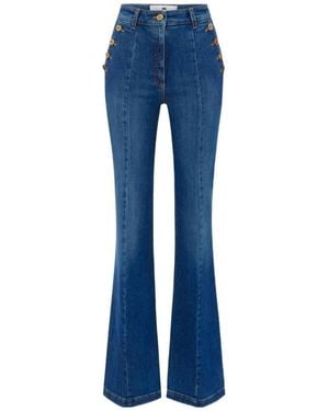 Elisabetta Franchi Palazzo Jeans With Row Of Buttons - Blue