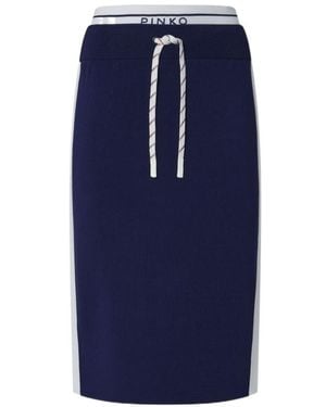 Pinko Logo-Waistband Midi Skirt - Blue