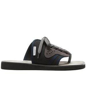 Acne Studios Paneled Lace-Up Flip Flops - Black