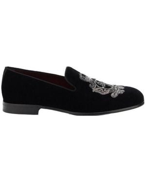 Dolce & Gabbana Leonardo Embroidered Slippers - Black