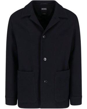 ZEGNA Single-Breasted Patch-Pocket Blazer - Black