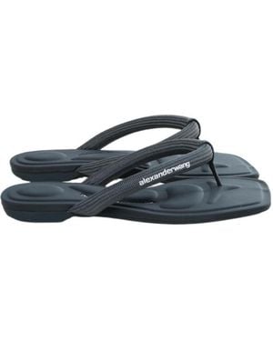 Alexander Wang Logo Printed Jenna Thong Slippers - Blue