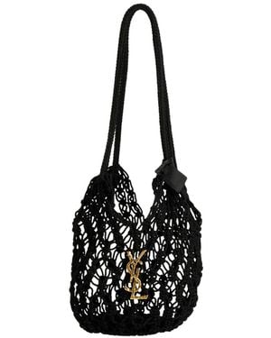 Saint Laurent Small-Sized Perforated Bucket Bag - Black