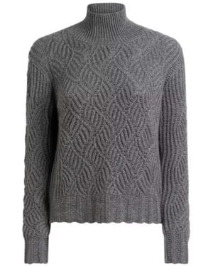 Etro Perforated Cashmere Turtleneck Sweater - Gray