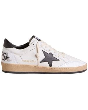 Golden Goose Ball-Star Lace-Up Low-Cut Trainers - White