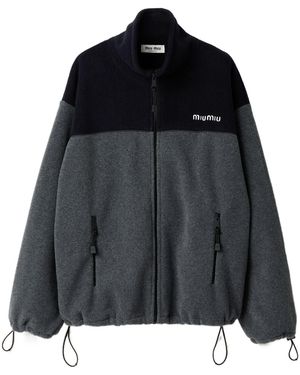 Miu Miu Cotton Fleece Zipper Jacket - Black