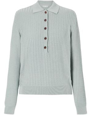 Blazé Milano Blazé Milano Alegria Ribbed Polo Knitted Top - Blue