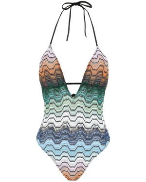 Missoni Chevron Halterneck Swimsuit - Blue