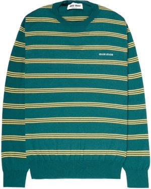 Miu Miu Logo-Embroidered Jumper - Green