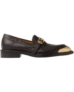 Versace Primo Leather Loafers - Brown