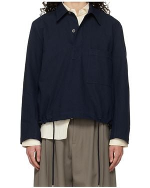 Studio Nicholson Drawcord-Hem Chest-Pocket Shirt - Blue