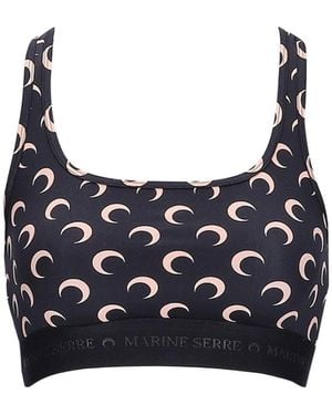 Marine Serre All Over Moon Cropped Top - Blue