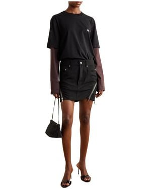 Courreges Logo-Embroidered Cotton-Jersey T-Shirt - Black
