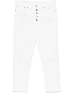 Dondup Koons Button-Detailed Distressed Jeans - White