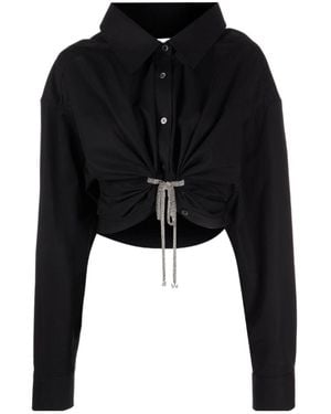 Alexander Wang Tie-Fastening Cropped Cotton Shirt - Black
