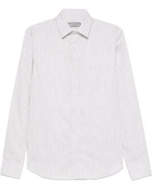 Canali Striped Cotton Shirt - White