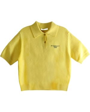 Givenchy Paris 1952 Embroidered Knit Polo Top - Yellow
