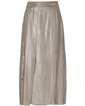 Peserico Laminated Twill Midi Skirt - Grey