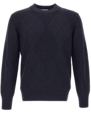 Kangra Cashmere Kangra Diamond-Knit Crew Neck Knitted Jumper - Blue