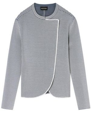 Emporio Armani Striped Crewneck Jacket - Grey