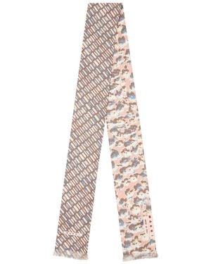 Marni Silk Scarf With Contrast Prints - White