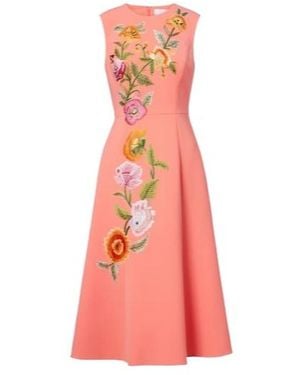 Carolina Herrera Embroidered Floral Cocktail Dress - Pink