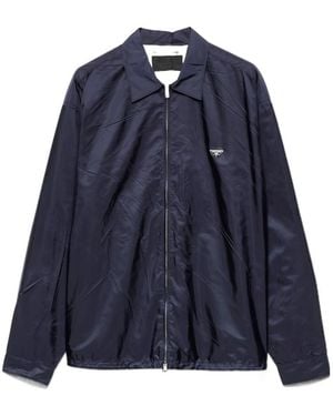 Prada Logo Plaque Zip-Up Jacket - Blue