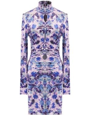 Isabel Marant Printed Cut-Out Detailed Mini Dress - Blue