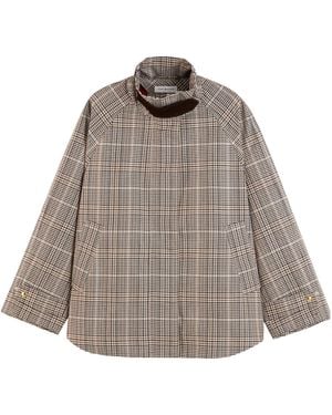 Tommy Hilfiger Plaid Stand-Collar Short Jacket - Gray