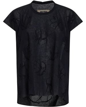 Uma Wang Polka Dot Fine Knit Short-Sleeved T-Shirt - Black