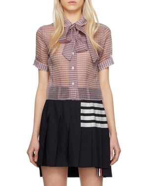 Thom Browne Bow Collar Checked Blouse - Purple
