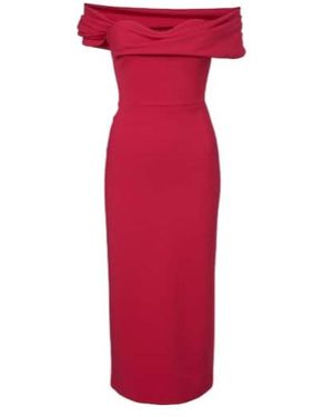 Carolina Herrera Off-Shoulder Wool-Blend Cocktail Dress - Red